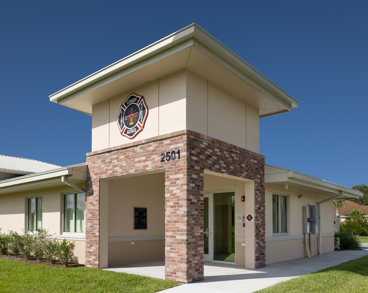 Architectural view of the Fire and Rescue Station 17 Fort Myers, FL.